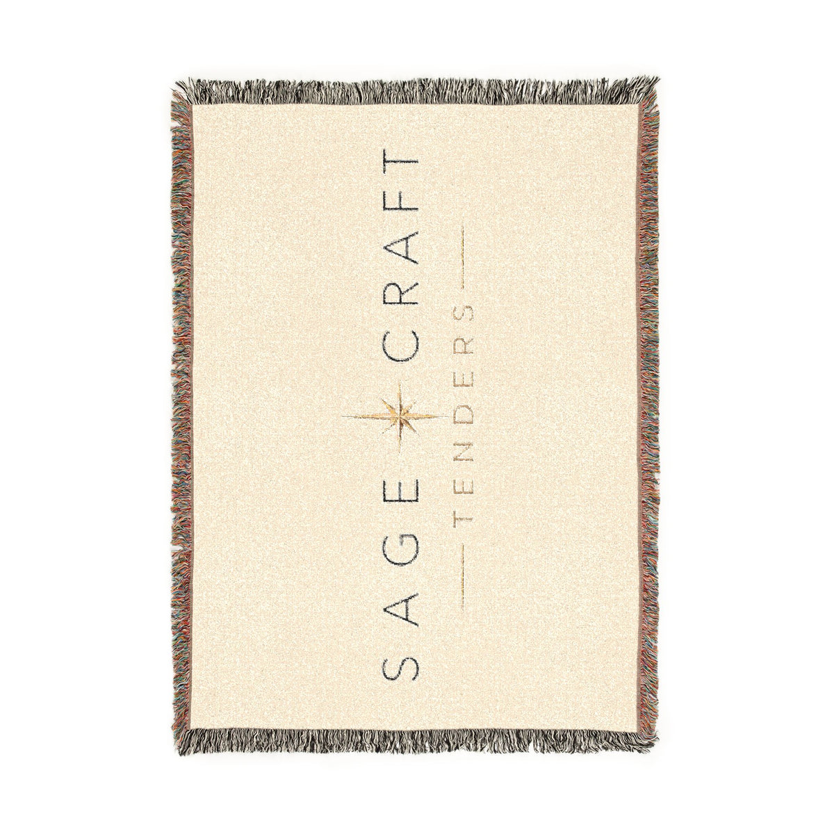 Sage Craft Tenders - Woven Throw Blanket — Cozy Logo Fringe Throw for Living Room, Cabin & Gift
