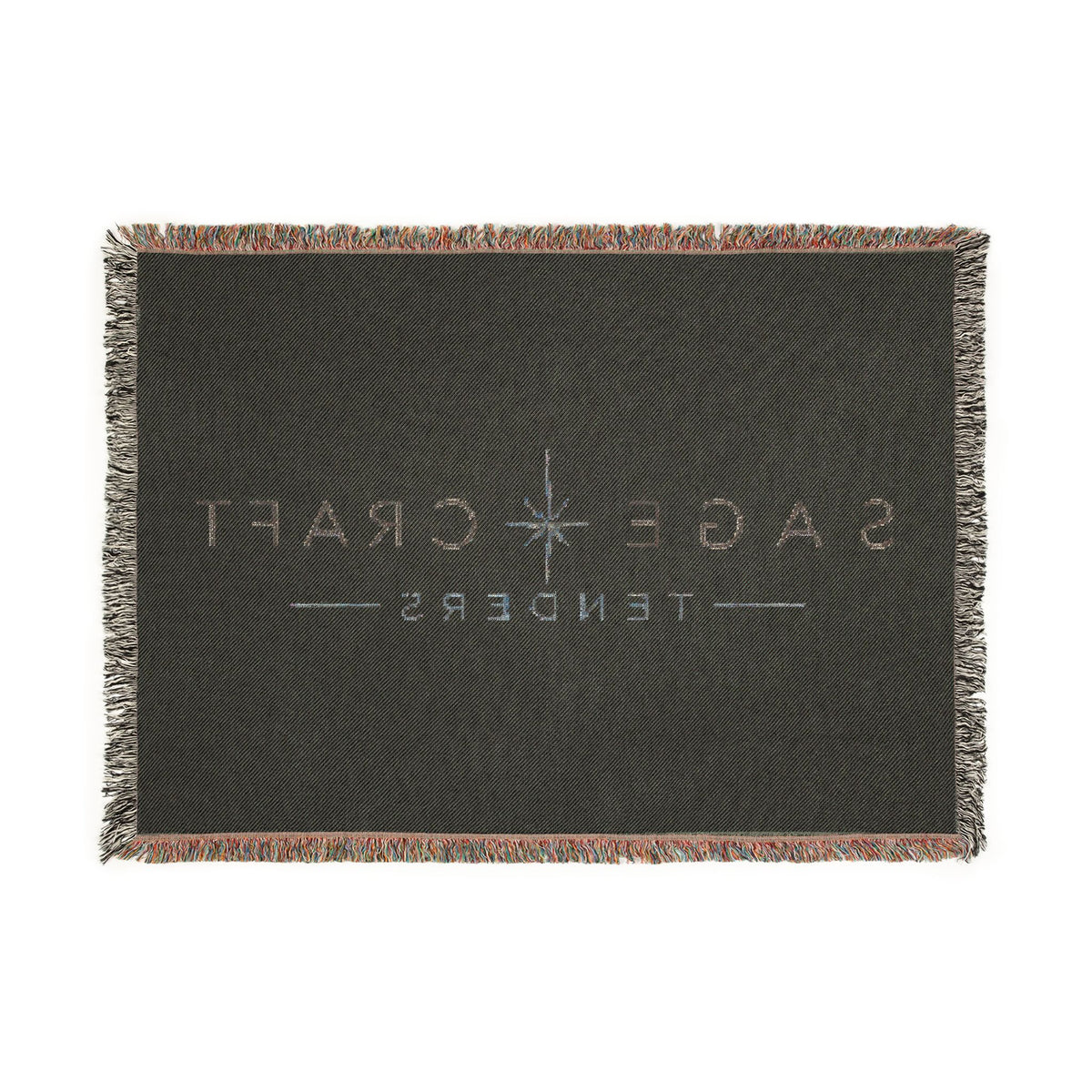 Sage Craft Tenders - Woven Throw Blanket — Cozy Logo Fringe Throw for Living Room, Cabin & Gift
