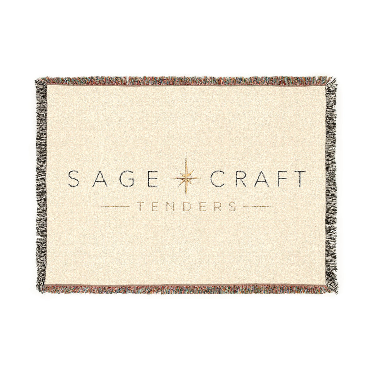 Sage Craft Tenders - Woven Throw Blanket — Cozy Logo Fringe Throw for Living Room, Cabin & Gift